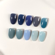 LUNAMADE Ready-Made Fake Gel Nails Real 1 Color Plain Syrup Blue Tone Inform The Nail Style And Size