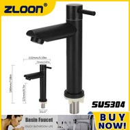 Zloon Black Single Cold Faucet Basin Sink Faucet Single Lever Cold Water Tap Deck Mounted Brass Bathroom Mixers 180mm For kitchen