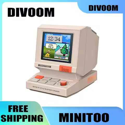 Divoom Ditoo MiniToo Retro Bluetooth Speaker Portable Pixel Display Music Box Retro Computer Style D
