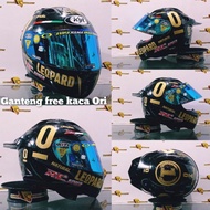 Helm Full Face Kyt Rc Seven Itam Glossy Leopard Gold Paket Ganteng