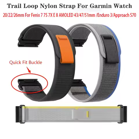 Quickfit 20 22 26 mm Trail Loop Strap For Garmin Watch Fenix 5 6 6S 7 Pro 7S 7X 8 AMOLED 43 47 51 En