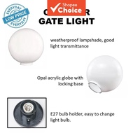 3H E27 Weatherproof Opal Globe Bulb, 6/8/10/12-inch Casing for Outdoor Fence Post or Gate Mentol Glo
