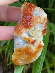 大師証齊天大聖孫唔空緬甸A級翡翠玉吊墜