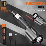 NICRON B24 Rechargeable Pen Type Laser Flash Light / 150 Lumen / 1 Year Warranty
