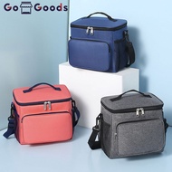 【Ready Stock】Portable Double Pocket Insulation Bag Portable Picnic Bento Pouch Waterproof Aluminum Foil Insulated Large Canvas Thermal Lunch Bag