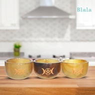 Blala Altar Bowl Ox Horn Cup with Triple Moon Divination Ritual Tableware Astrology