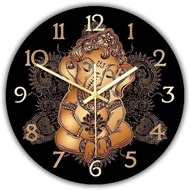 Cute Toddler Lord Ganesha Silent Wall Clock, Hindu God Indian Festival of Ganesh Chaturthi Ganapati 