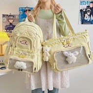 Tas Ita Bag Academic Style Transparent Ita Messenger Bag Cute Balletcore Ruffled Ita Bag - Large Cap