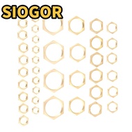 SIOGOR 40 PCS Hex Lock Nuts, G1/8 G1/4 G3/8 G1/2 G3/4 G1 Thin Lock Nut Assortment, Golden Hex Pipe F