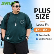 【4XL–8XL】Plus Size T-Shirt Man Waffle Loose Fit Breathable Big Size Baju Lelaki Oversized T-shirt