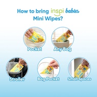 Inspi Babies Mini Travel Pack Wipes Baby Scent or Sakura Scent Wipes - 8 sheets, 8 packs Baby Wipes