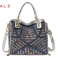 Womens Bags 2026 New Styles: Denim Bag Color Diamond Single-Shoulder Crossbody Bag Casual Bag Hand-H