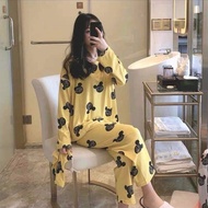 Simple Studio Korean Longsleeves Mickey Terno Pajama Sleepwear With Pouch For Women