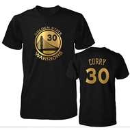 เสื้อยืดคอกลมผ้าฝ้ายแท้เสื้อยืด พิมพ์ลาย Golden State Warriors Stephen Curry NBA Player Name & Numbe