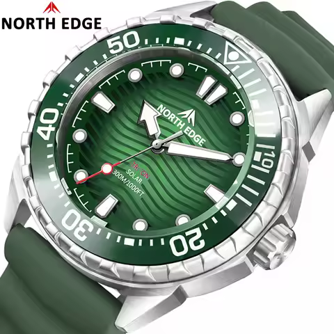 NORTH EDGE TRITON-TI Titanium Stainless Solar-Powered Diving Watch Luxury Quartz Watches For Men 300