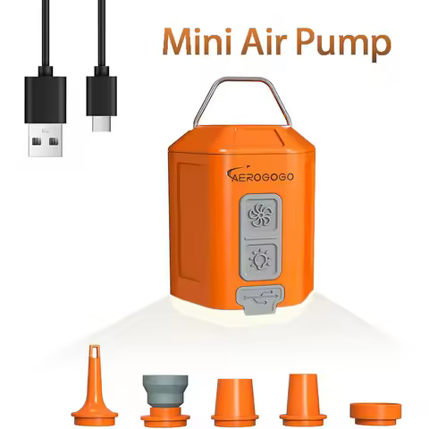 Orange Mini Air Pump Portable Air Pump 4.2kPa Air Pump for Inflatables Rechargeable 4 with Camping L