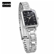 Velashop นาฬิกาข้อมือผู้หญิงคาสิโอ Casio Standard สายสแตนเลส หน้าปัดดำ รุ่น LTP-V009D-1EUDF,  LTP-V009D-1E, LTP-V009D