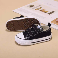 sepatu anak laki laki perempuan polos hitam tanpa tali velcro / sepatu anak perempuan dan laki laki 