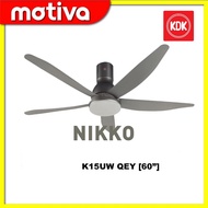 KDK Remote Control Ceiling Fan 60" Nikko DC Motor LED K15UW (Grey)