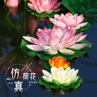 Spot Goods！Artificial lotus flowers, lotus pond and fish pond decorations, fake water lilies, lotus 