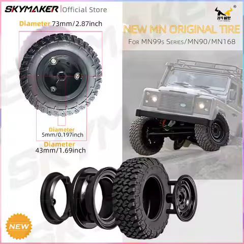Original MN MN99S Rubber Tire Wheel Tyre 65mm 5mm Hex For MN D90 MN98 MN99s WPL C24-1 B36 D12 C64 D7