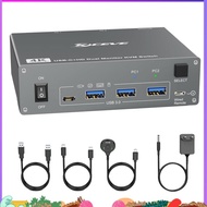 4K USB C KVM Switch 2 Monitors 2 Computers,4K@60Hz Dual Monitor USB 3.0 USB Typc C KVM Switcher EU P