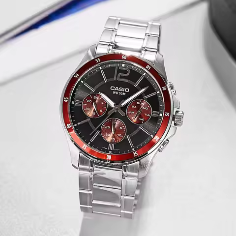 Casio MTP-1374D Series Stainless Steel Band Watch Three-Eye Quartz Movement Business Casual Simple W