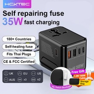 HCKTec Universal Travel Adapter GaN 35W/75W/100W USB+Type C International Fast Charging Travel Plug