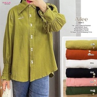 KEMEJA Ailee Tunic Plain Shirt Top Linen Material Allsize LD110 By Alila