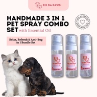 521 Da Paws Handmade Pet 3 in 1 Combo Set (Relaxing, Air Freshener & Anti Bug Spray) with Essential 