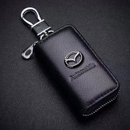 Leather Remote Car Key Fob Cover Case Holder Shell Bag Wallet Pouch Keychain Protector for Mazda 2 3 6 Axela CX30 CX3 CX5 CX7 CX8 CX9 MX5 MX30 BT50 Car Accessories