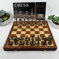 High End International Chess Set Metal Board Size 52x52cm. King 11 cm.
