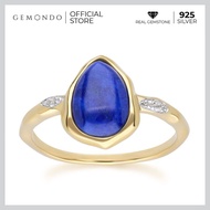 Gemondo แหวนเงิน 925 Sterling Silver ประดับลาพิส ลาซูลี (Lapis Lazuli) ทรงหยดน้ำ และโทแพซ (Topaz)