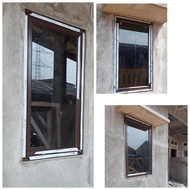 kusen jendela aluminium warna coklat