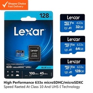 Lexar High-Performance 633x MicroSDHC/MicroSDXC UHS-I Memory Card – 32GB/64GB/128GB for Fast Data Tr