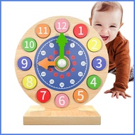 Learning Clock for Kids Wooden Teaching Time Clock for Kids Color Sorting Early Educational Learning