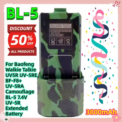 For Baofeng Walkie Talkie UV5R UV-5RE BF-F8+ UV-5RA Camouflage BL-5 3800mAh 7.4V UV-5R Extended Batt