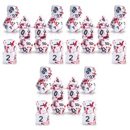 (OQUT) 42 Pieces Blood Splatter Dice Polyhedral 7-Die Dice Set for DND Role Playing Dice Games