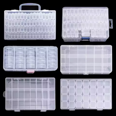 Transparent Nail Art Organizer Box Glitter Rhinestones Gems Storage Case Box DIY Jewelry Beads Embro