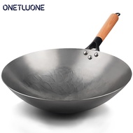 Onetwone High Quality Iron Wok Traditional Handmade Iron Wok Pan Non-coating Gas Cooker Cookware round bottom iron pot