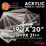 19 X 20 inches to 21++ inches acrylic sheet with 2mm, 3mm 4mm and 5mm / transparent akrilik
