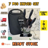 🇲🇾READY STOCK🇲🇾7 PCS Knife Set 7PCS Pisau Set Knife kitchen set Fruit Knife Scissor Chopping Board Pemotong Gunting