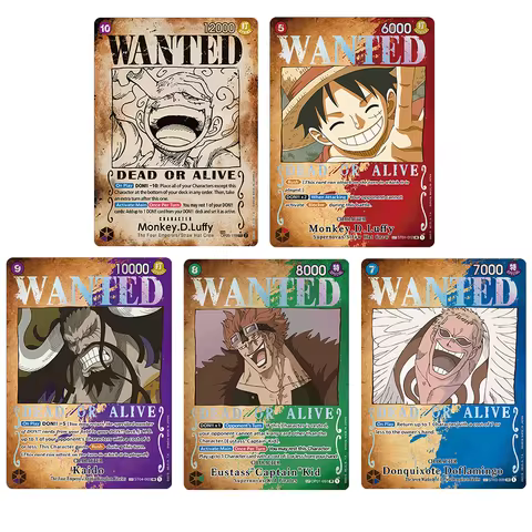 5PCS Anime One Piece OPCG Cards English CHARACTER/LEADER Combination Card Laser frosted Nami Ace Luf