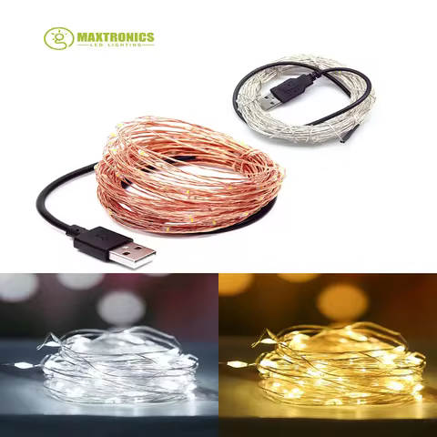 1m/2m/3m/5m LED Lights String Color Lights USB Copper Cable Lights for Wedding Decorative party Fair