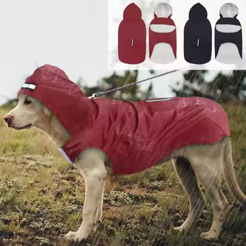 9 Sizes Dog Raincoat Small Medium Large Dogs Waterproof Hooded Jacket Rain Clothes with Reflective S
