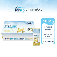 Thùng 48 hộp sữa tươi tiệt trùng TOPKID kem vanilla tự nhiên TH true MILK 180ml