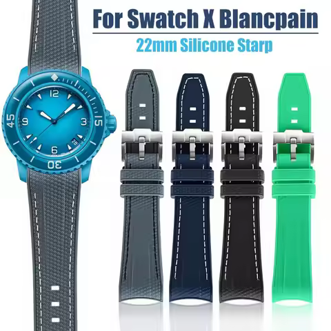 Silicone Watchband for Swatch X Blancpain 22mm Soft Waterproof Sport Men Watch Strap Bracelet Watch 