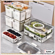 ALMA Fridge Storage Box, with Lid Plastic Fridge Organizer, Multifunction Stackable Handle Fridge Storage Container Home