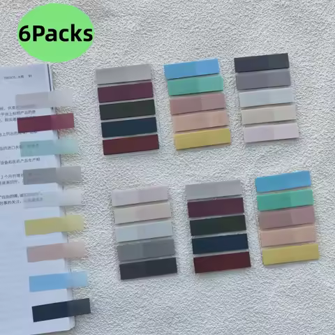 6Packs 600Sheets Transparent Fluorescent Index Tabs Pet Classification Flags Sticky Note For Page Ma