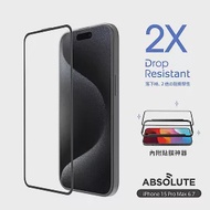 ABSOLUTE iPhone 15 Pro Max 6.7吋專用 手滑救星2X雙倍耐衝擊強化9H高硬度玻璃螢幕保護膜 滿版透明